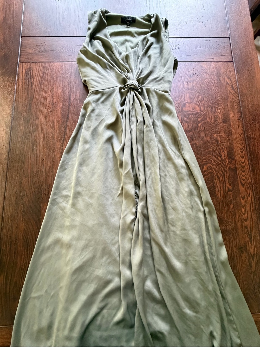 Lulu's Olive Green Twist-Front V-Neck Maxi Dress - Picture 2 of 8